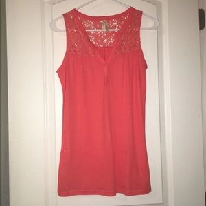 Women’s S Orange Lace Summer Tank Top